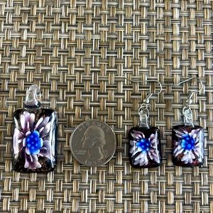 Glass Pendant and Matching Earrings